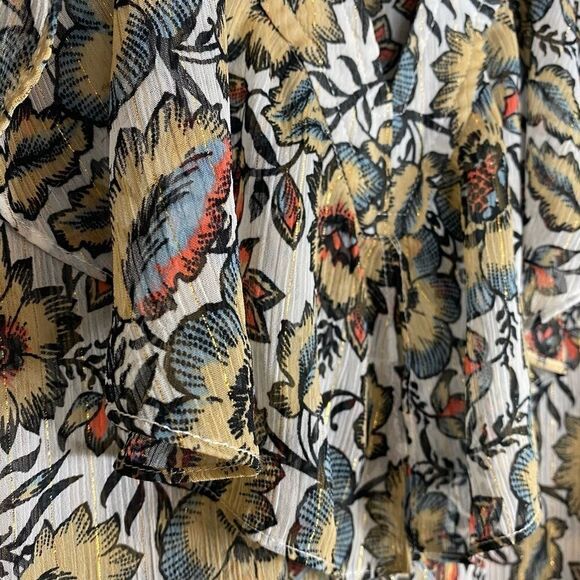 Guess White Floral Criss Cross Neckline Blouse - Picture 6 of 6